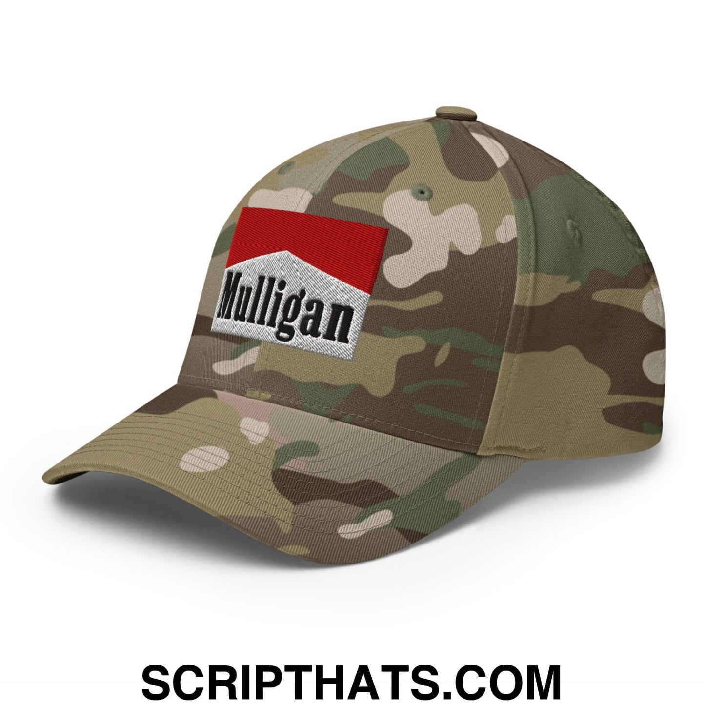 Mulligan Cigarette Red Embroidered Stretch Fit Golf Hat