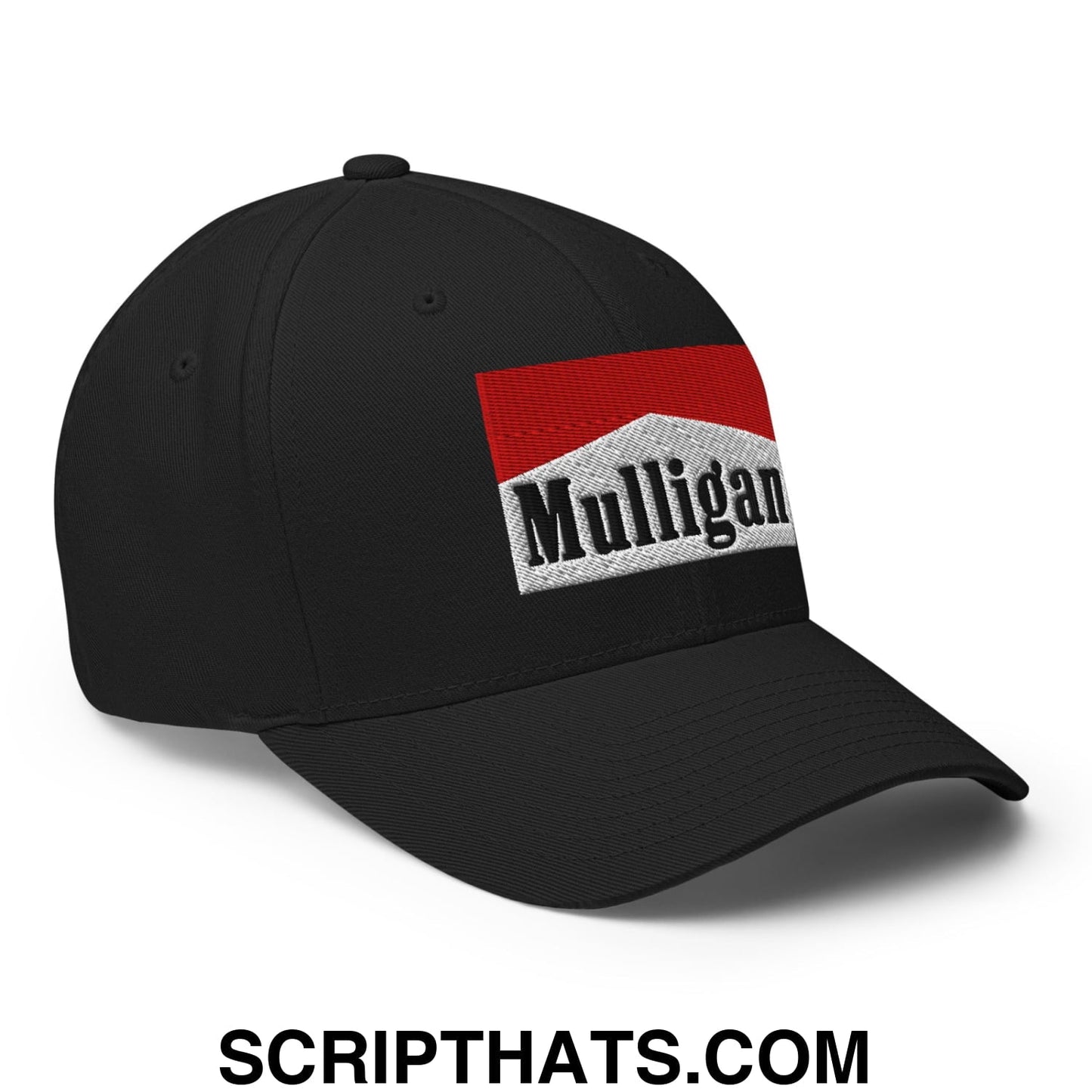 Mulligan Cigarette Red Embroidered Stretch Fit Golf Hat