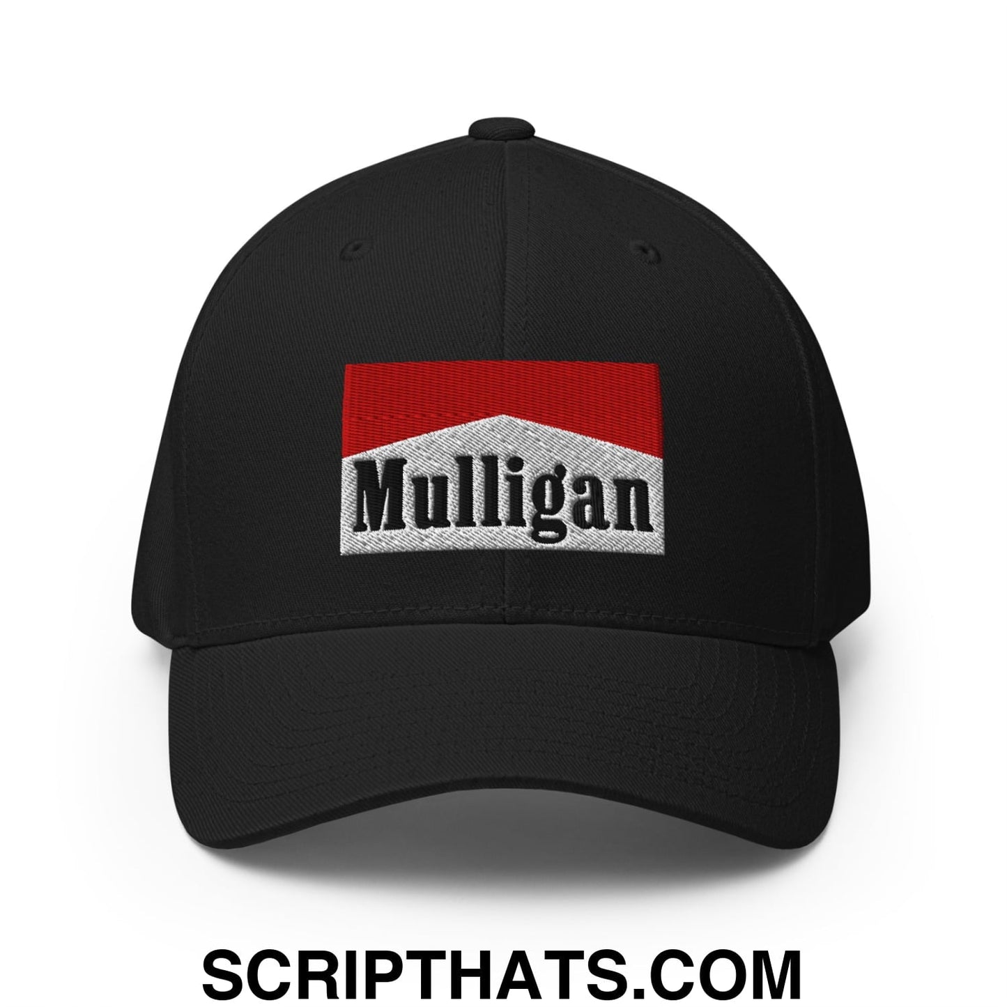 Mulligan Cigarette Red Embroidered Stretch Fit Golf Hat