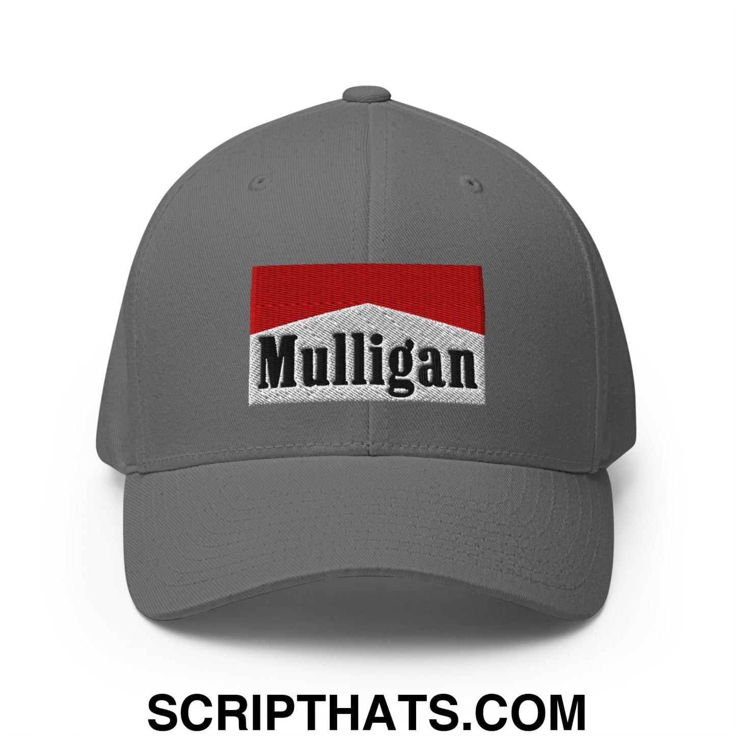 Mulligan Cigarette Red Embroidered Stretch Fit Golf Hat