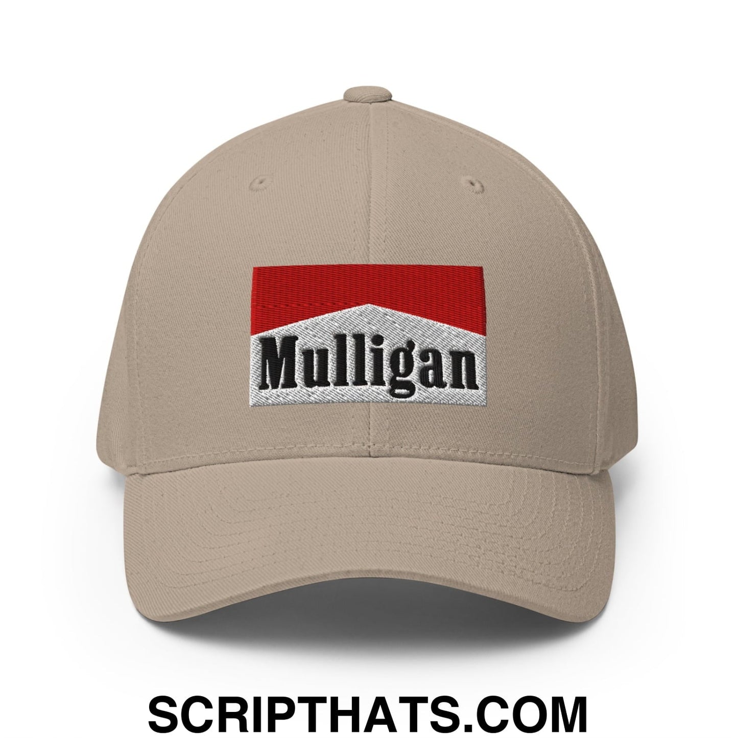 Mulligan Cigarette Red Embroidered Stretch Fit Golf Hat