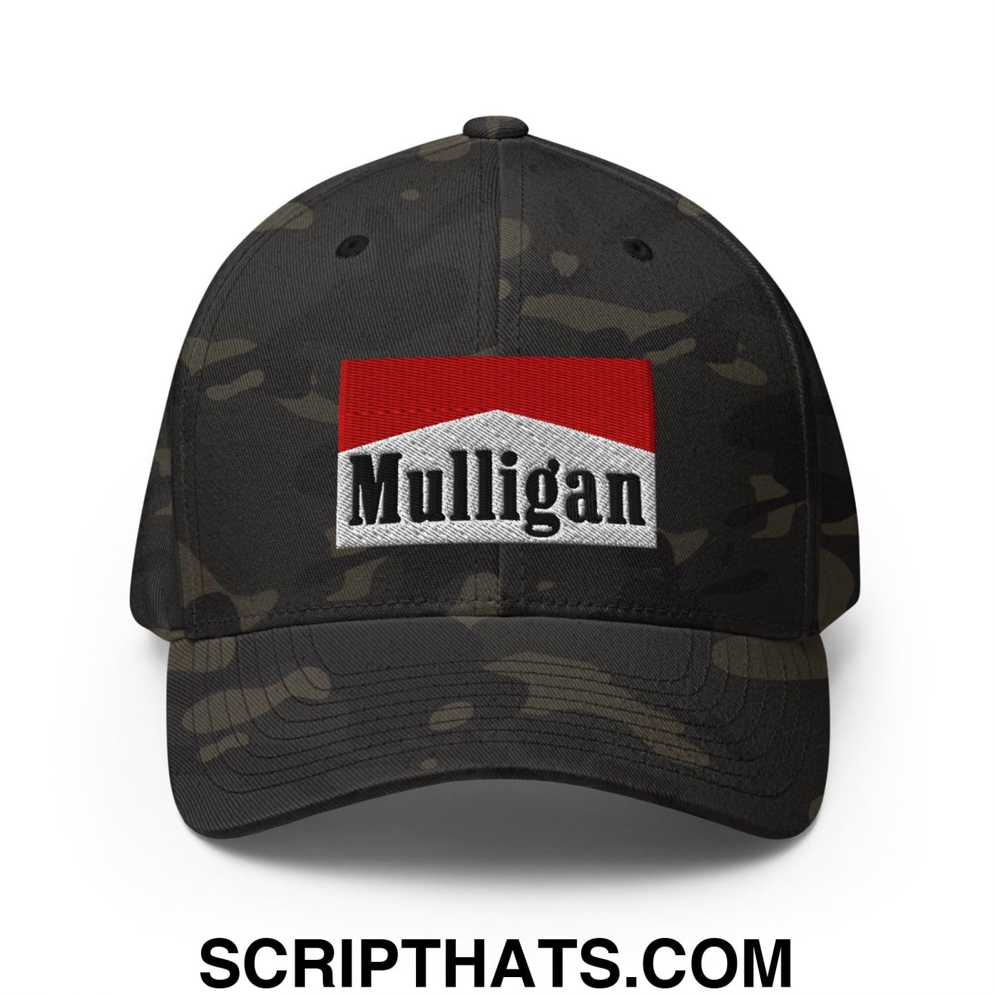 Mulligan Cigarette Red Embroidered Stretch Fit Golf Hat