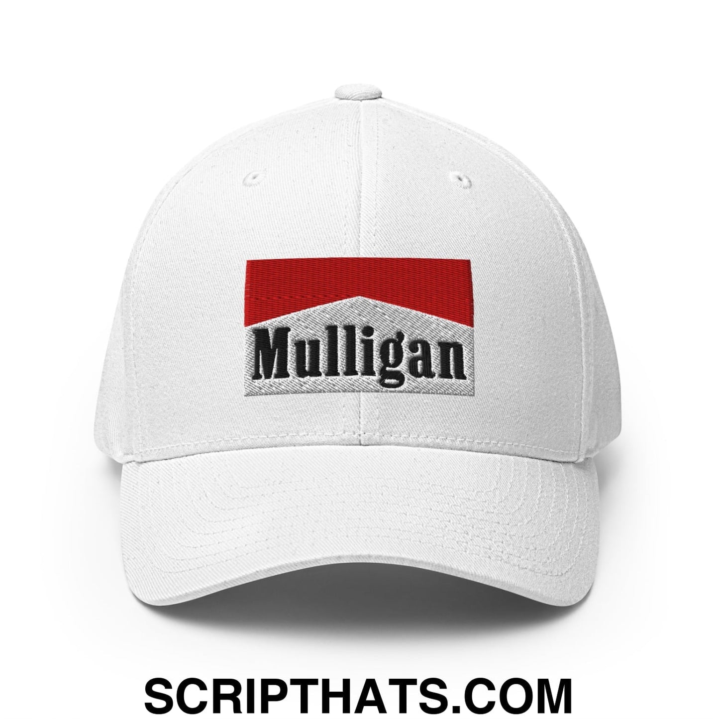 Mulligan Cigarette Red Embroidered Stretch Fit Golf Hat