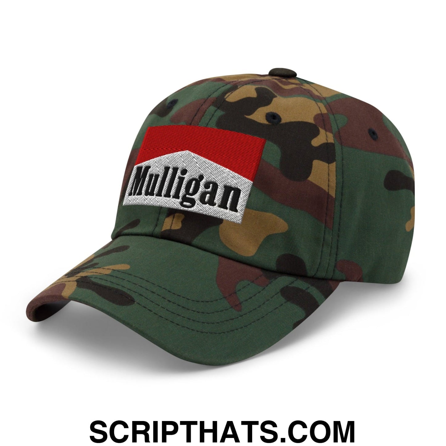 Mulligan Cigarette Red Embroidered Unstructured Golf Dad Hat