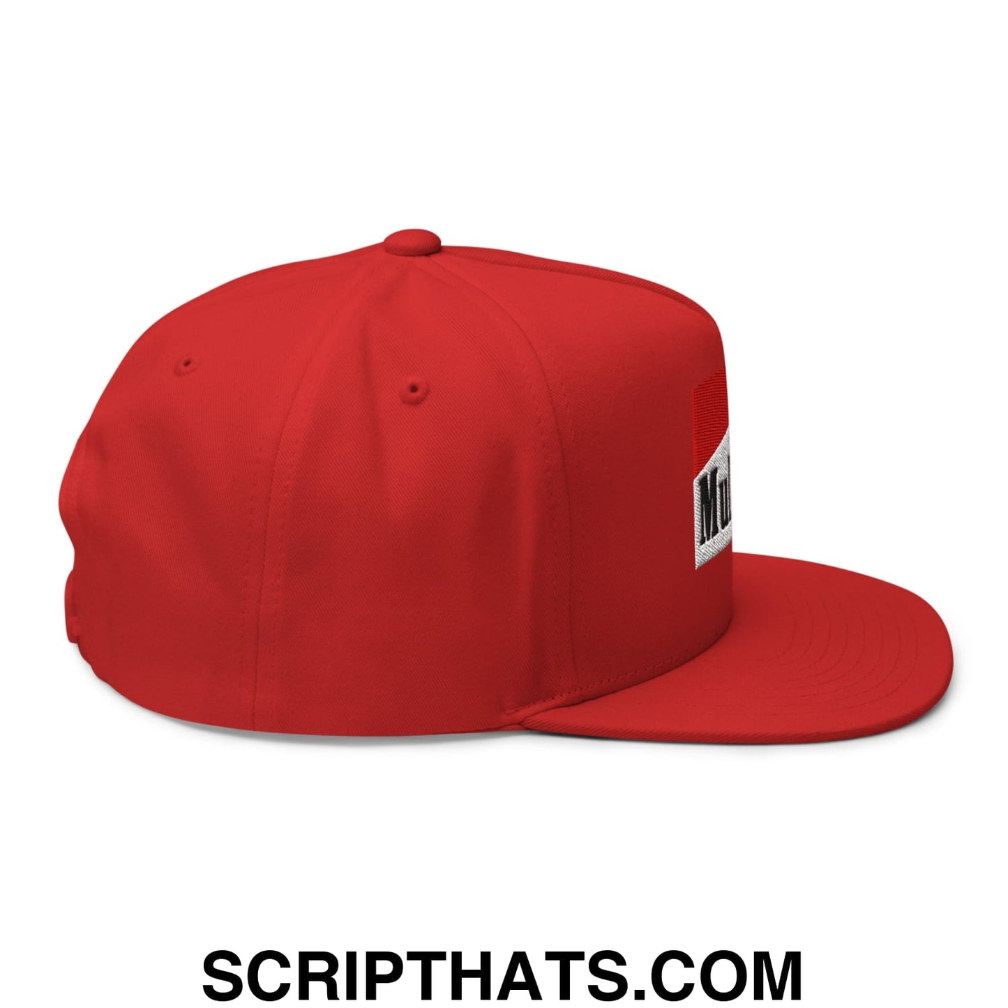 Mulligan Cigarette Red Flat Brim Bill 5 Panel Golf Snapback Hat