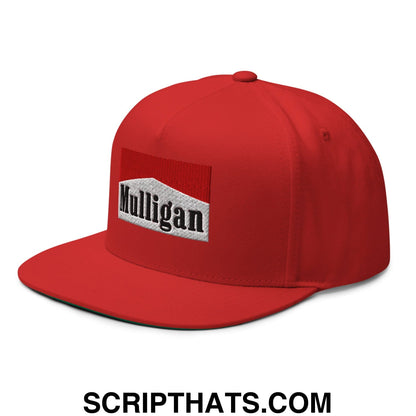 Mulligan Cigarette Red Flat Brim Bill 5 Panel Golf Snapback Hat