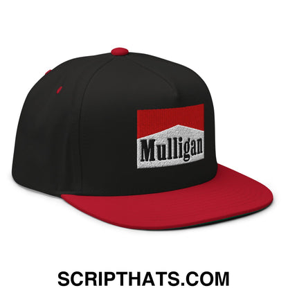 Mulligan Cigarette Red Flat Brim Bill 5 Panel Golf Snapback Hat