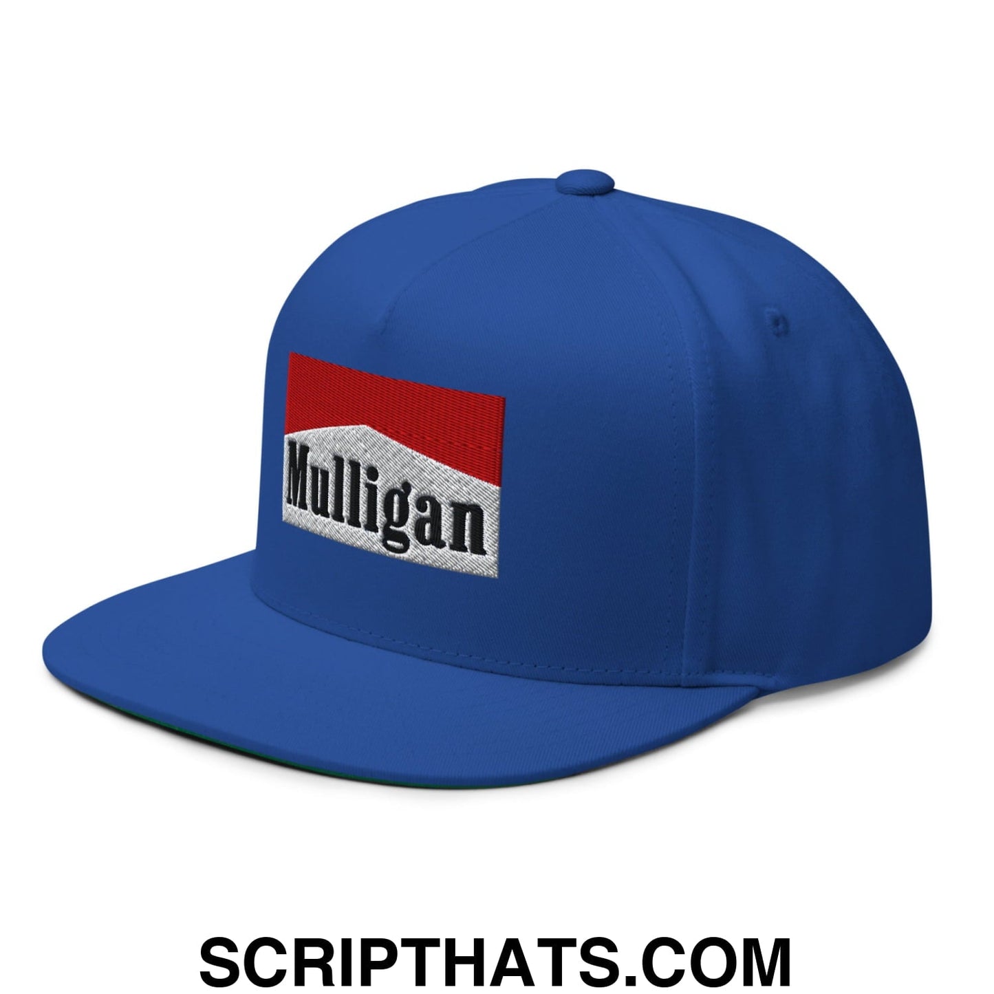 Mulligan Cigarette Red Flat Brim Bill 5 Panel Golf Snapback Hat