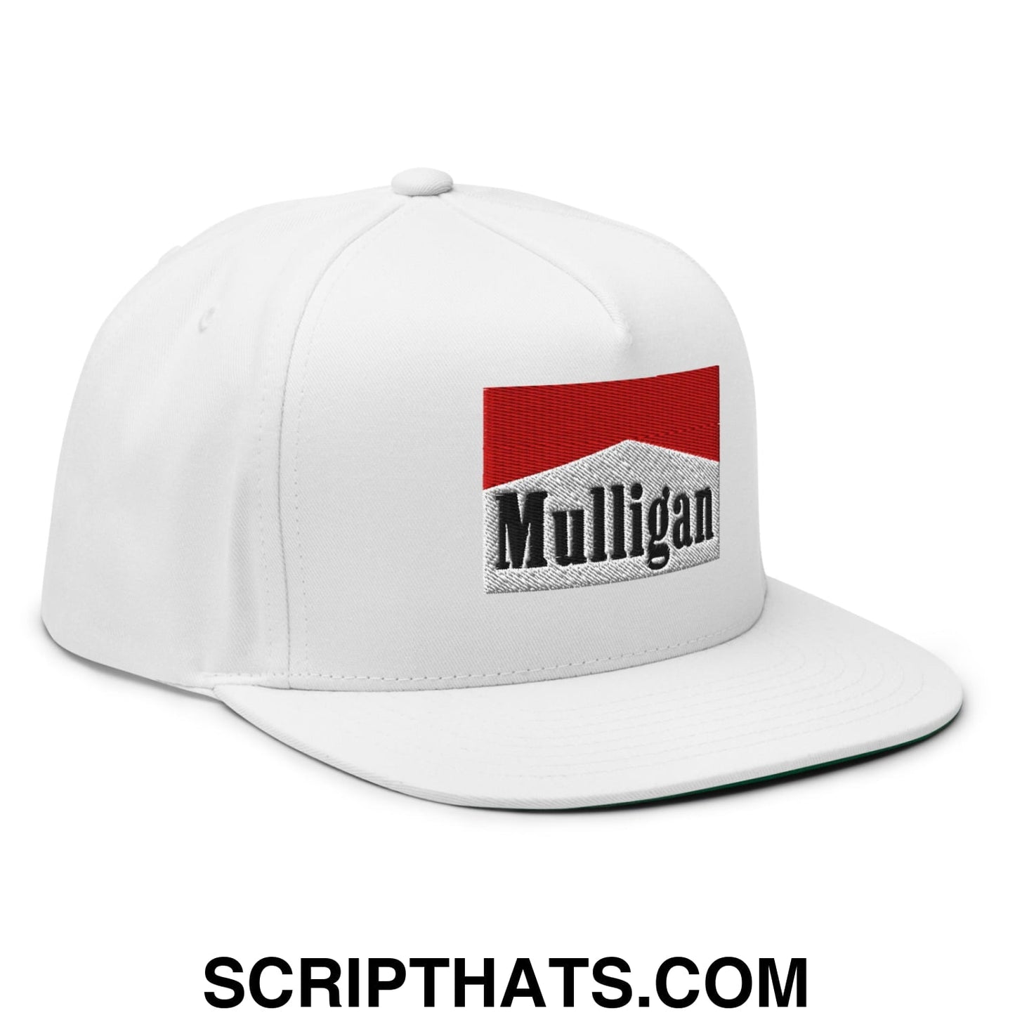 Mulligan Cigarette Red Flat Brim Bill 5 Panel Golf Snapback Hat