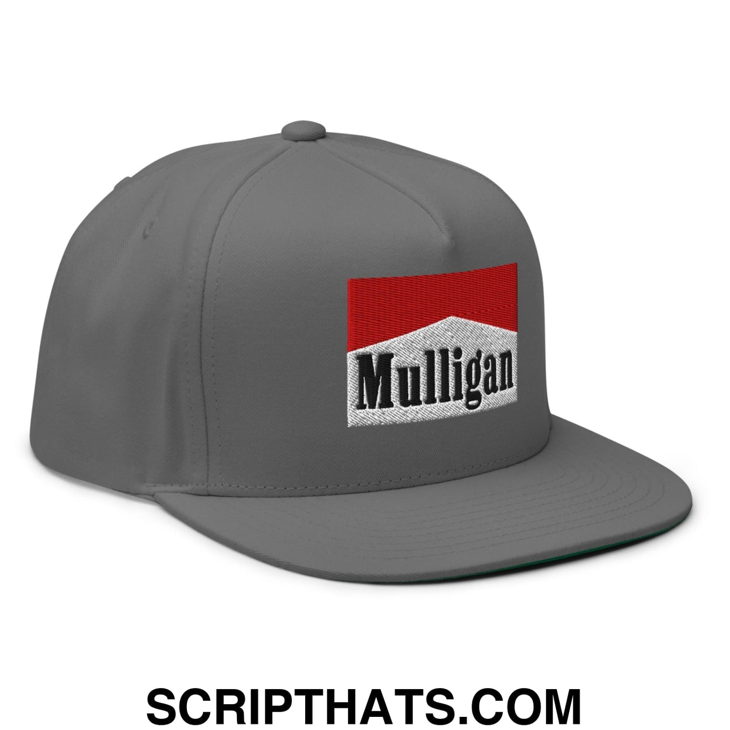 Mulligan Cigarette Red Flat Brim Bill 5 Panel Golf Snapback Hat