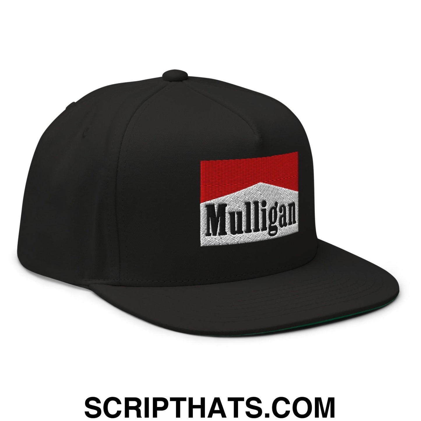 Mulligan Cigarette Red Flat Brim Bill 5 Panel Golf Snapback Hat
