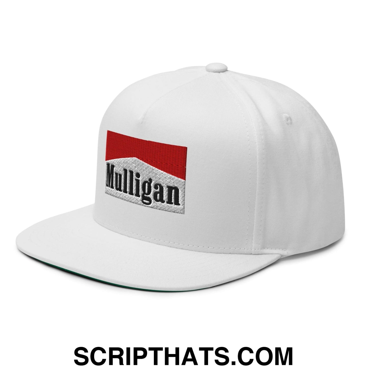 Mulligan Cigarette Red Flat Brim Bill 5 Panel Golf Snapback Hat