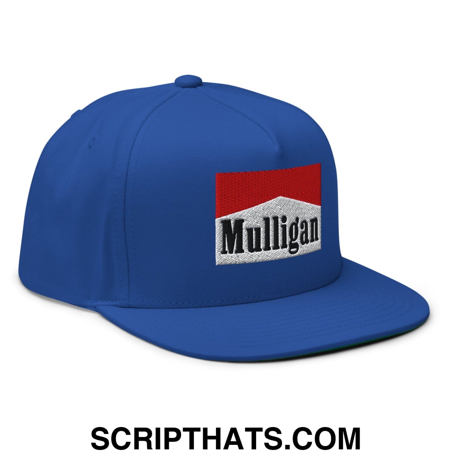 Mulligan Cigarette Red Flat Brim Bill 5 Panel Golf Snapback Hat