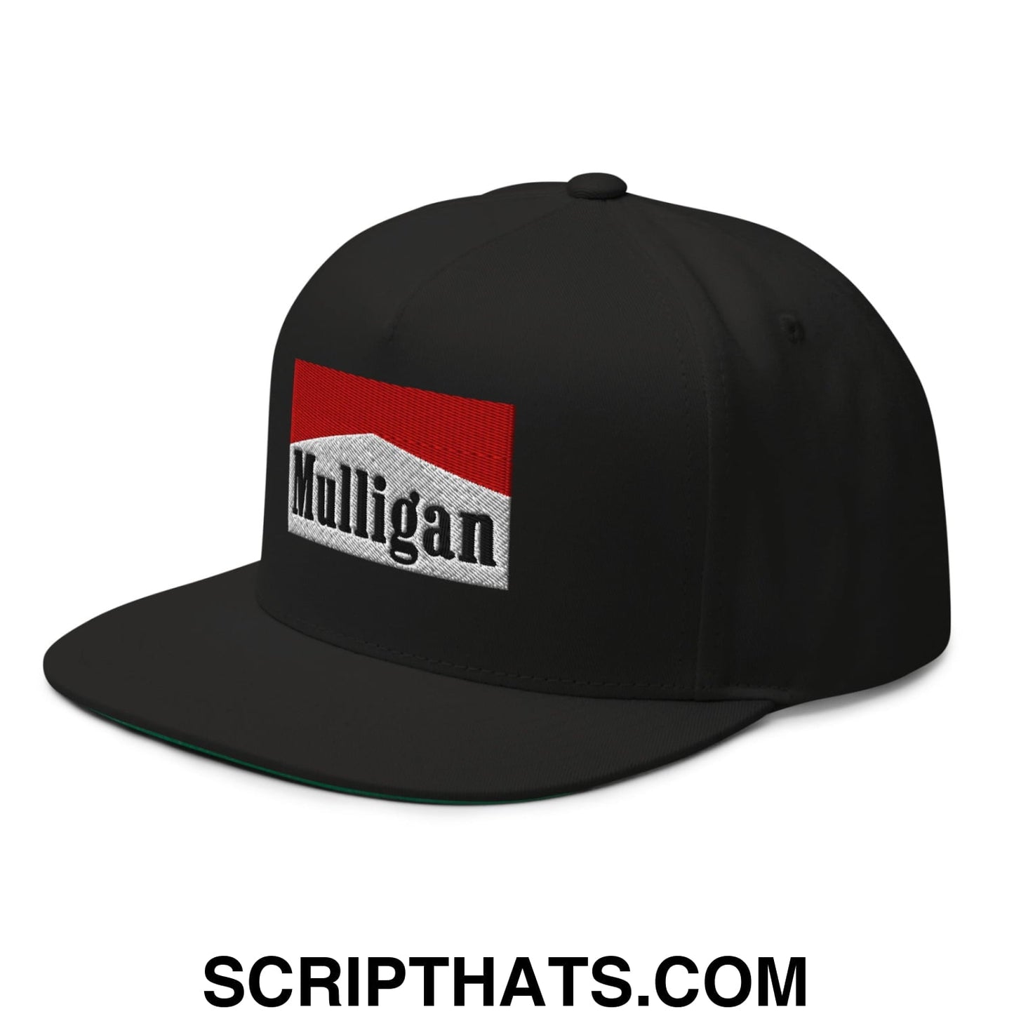 Mulligan Cigarette Red Flat Brim Bill 5 Panel Golf Snapback Hat