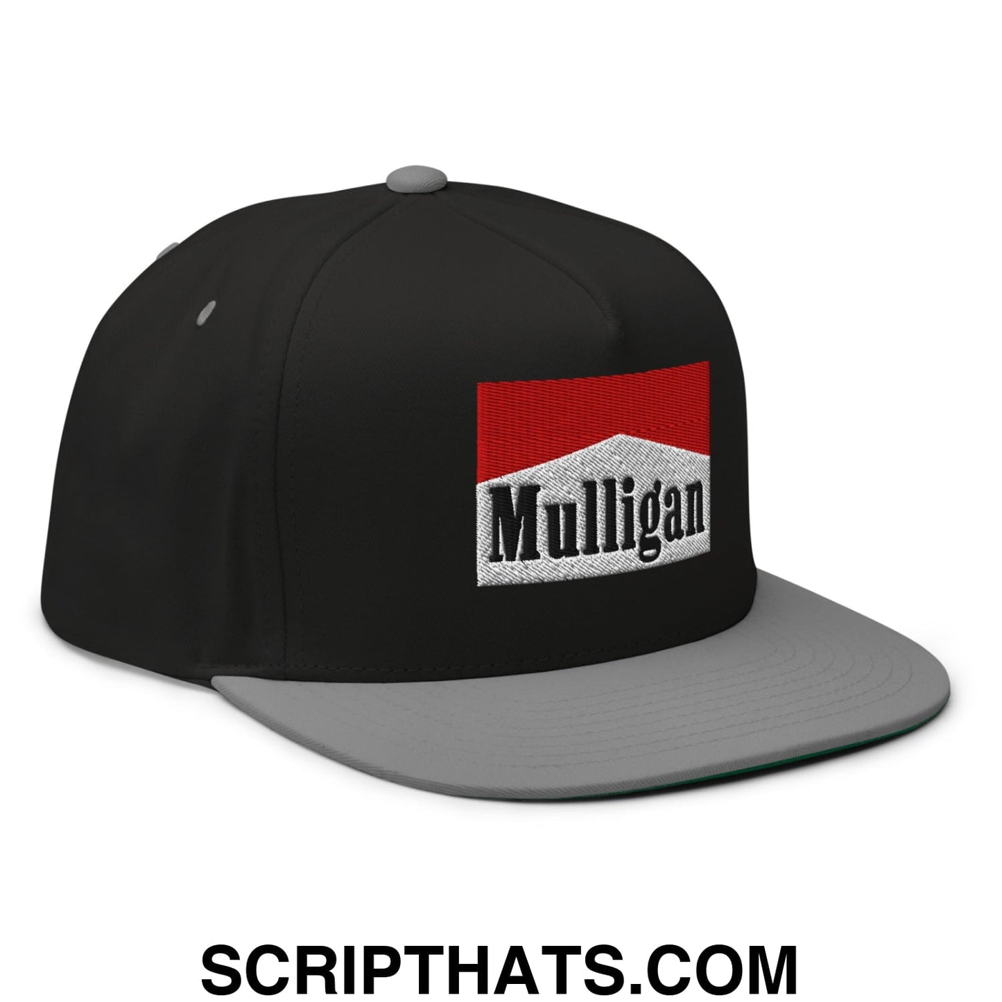 Mulligan Cigarette Red Flat Brim Bill 5 Panel Golf Snapback Hat