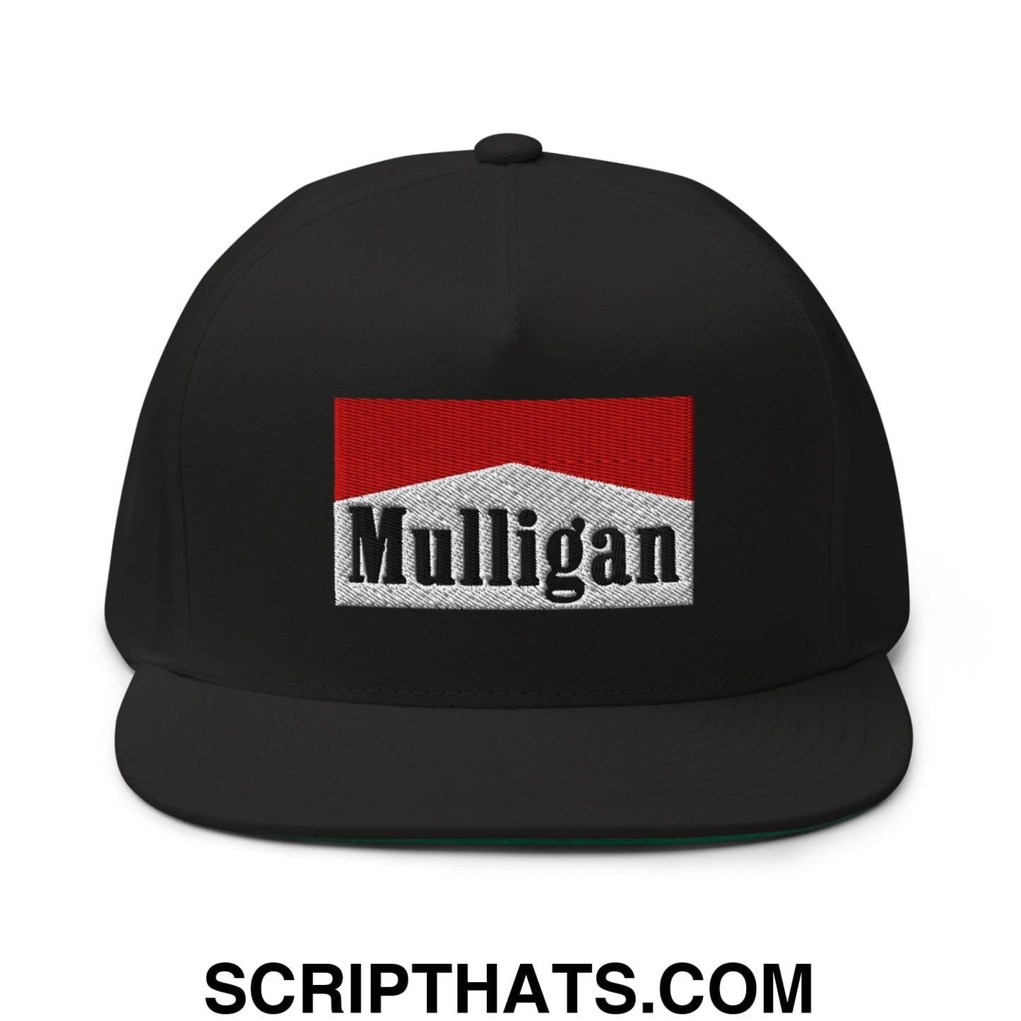 Mulligan Cigarette Red Flat Brim Bill 5 Panel Golf Snapback Hat