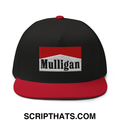 Mulligan Cigarette Red Flat Brim Bill 5 Panel Golf Snapback Hat
