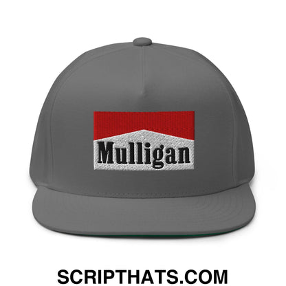 Mulligan Cigarette Red Flat Brim Bill 5 Panel Golf Snapback Hat