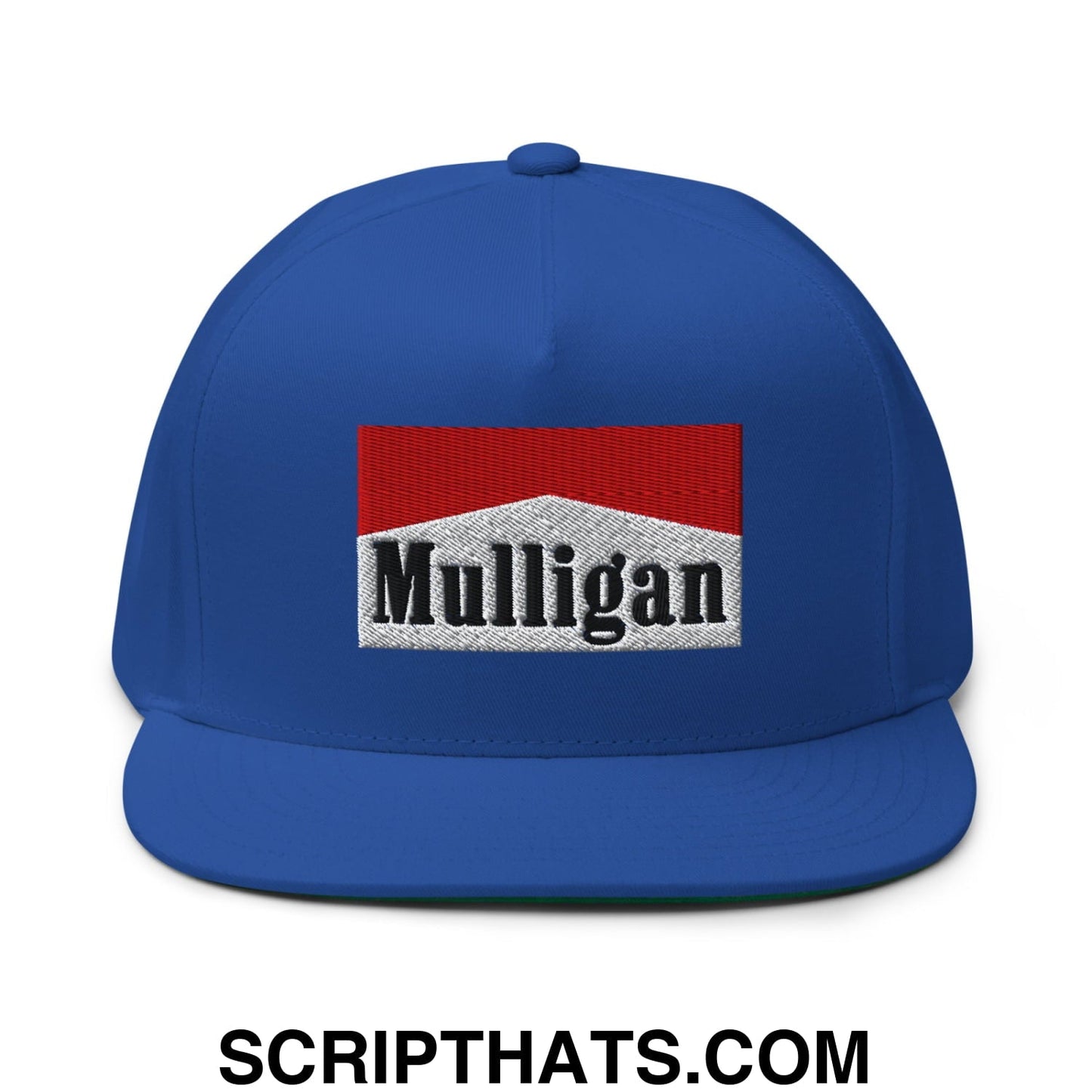 Mulligan Cigarette Red Flat Brim Bill 5 Panel Golf Snapback Hat