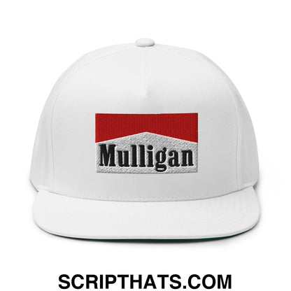 Mulligan Cigarette Red Flat Brim Bill 5 Panel Golf Snapback Hat