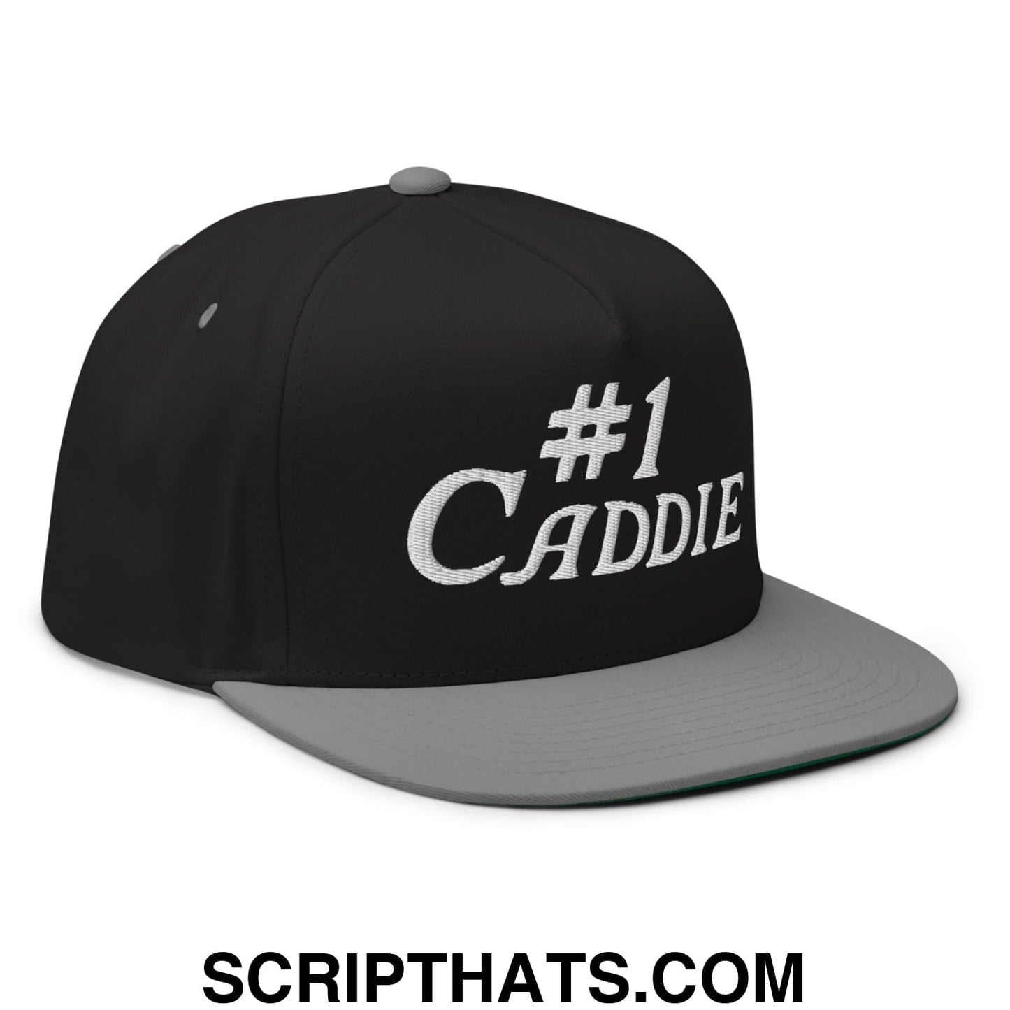 Number 1 Caddie Flat Brim Bill 5 Panel Golf Snapback Hat