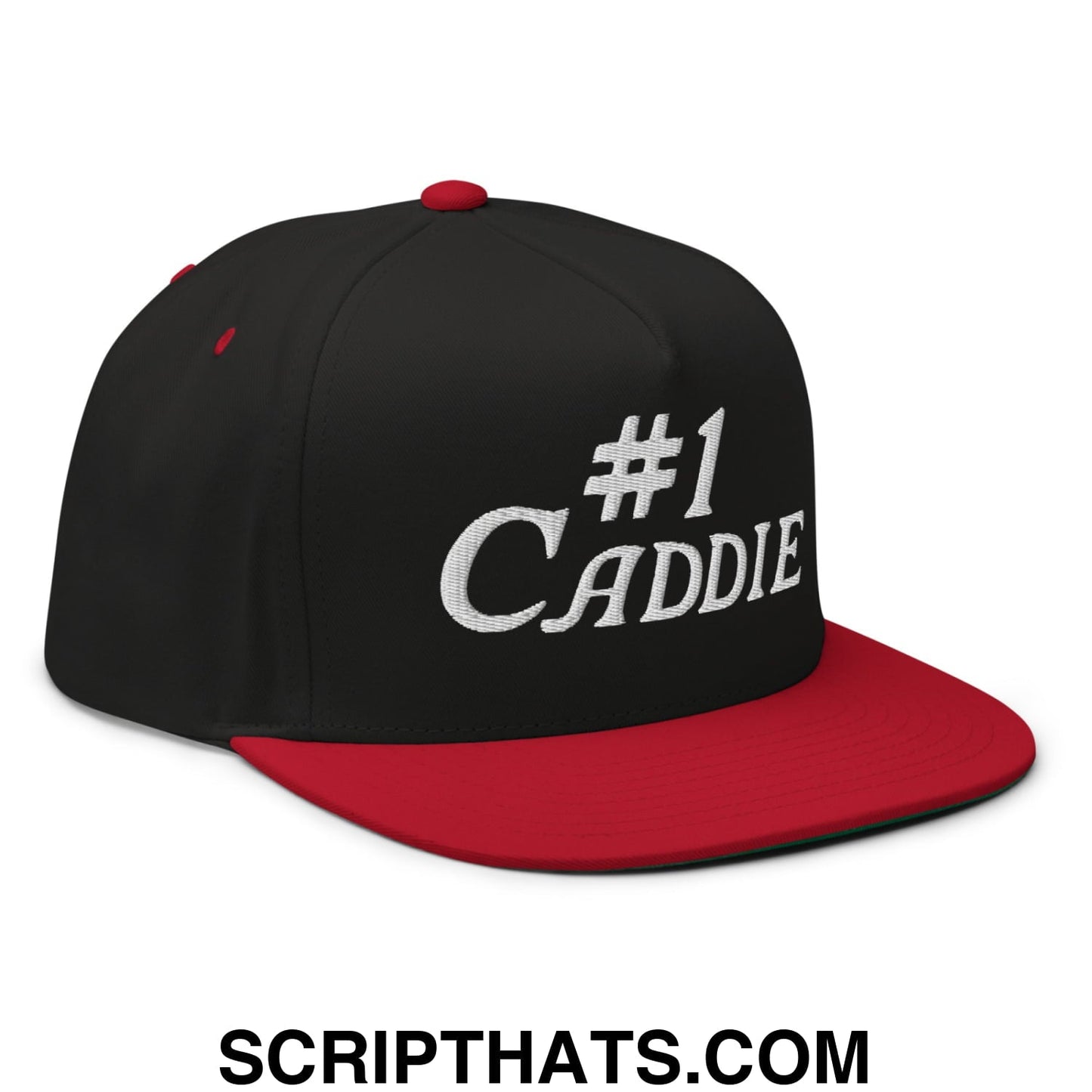 Number 1 Caddie Flat Brim Bill 5 Panel Golf Snapback Hat
