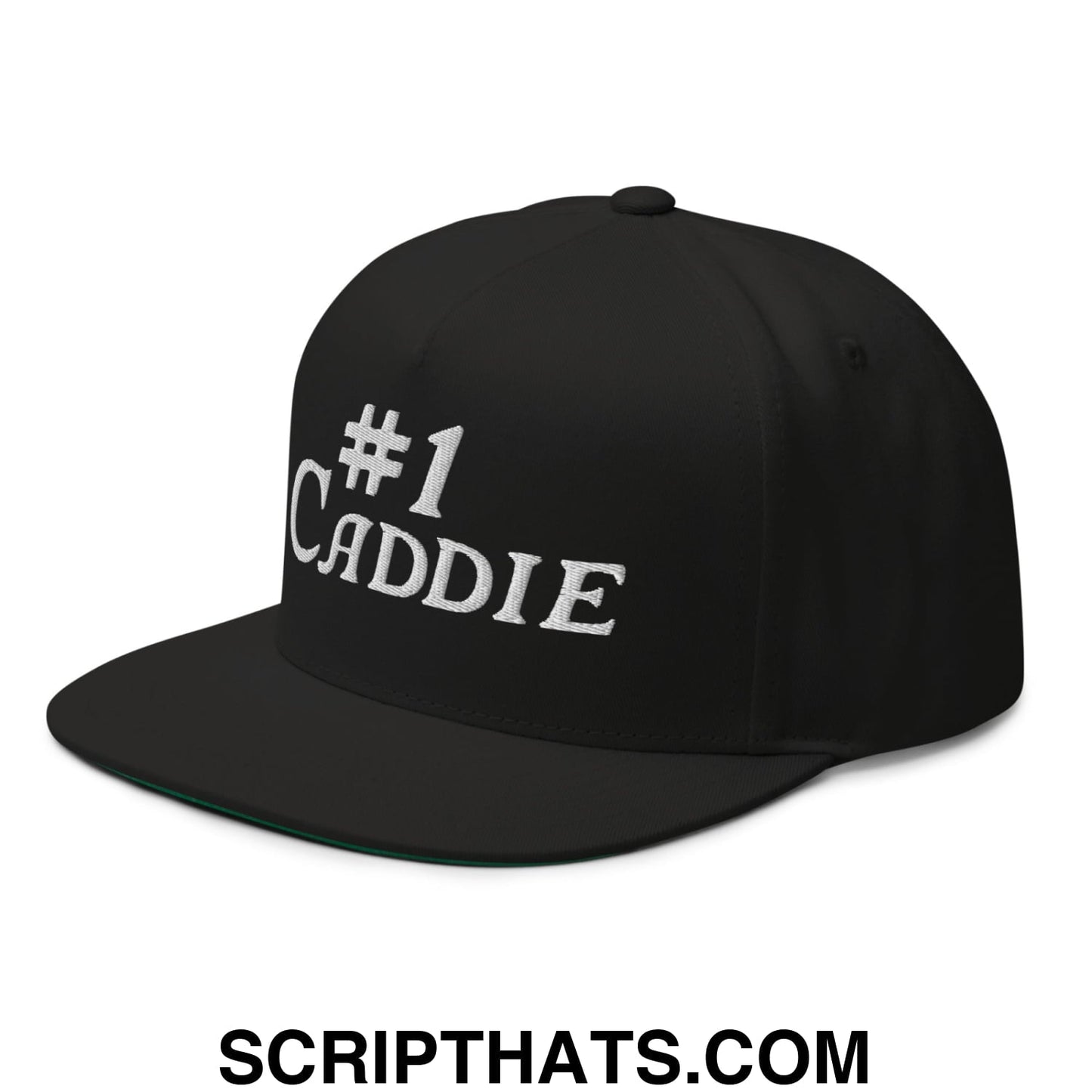 Number 1 Caddie Flat Brim Bill 5 Panel Golf Snapback Hat