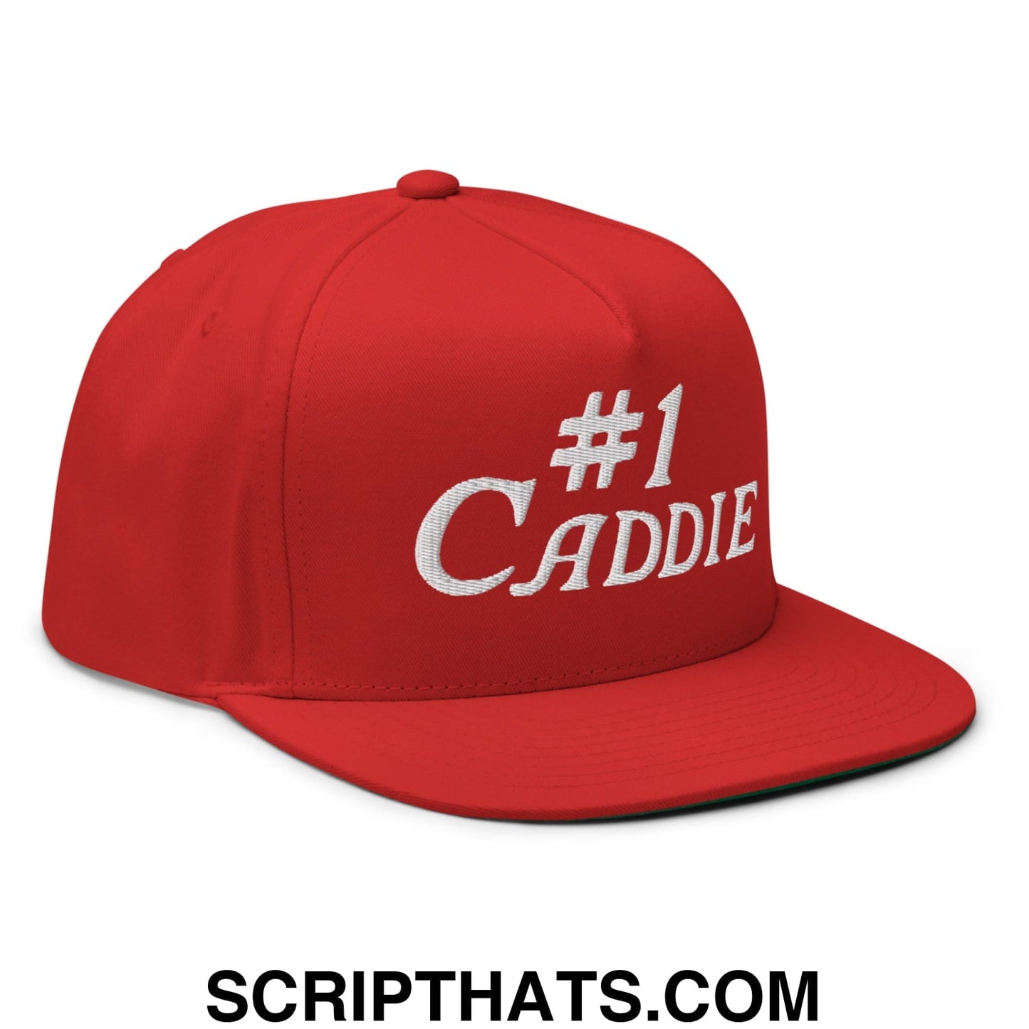 Number 1 Caddie Flat Brim Bill 5 Panel Golf Snapback Hat