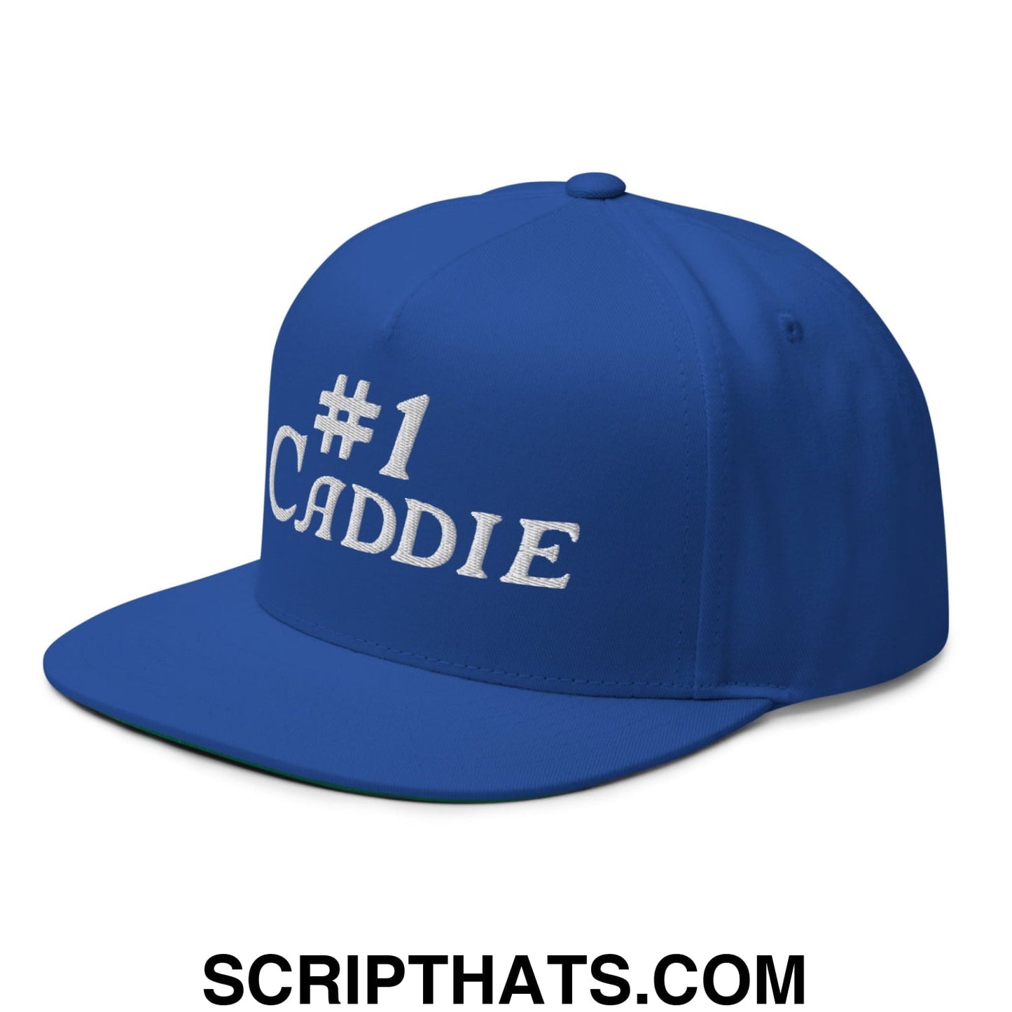 Number 1 Caddie Flat Brim Bill 5 Panel Golf Snapback Hat