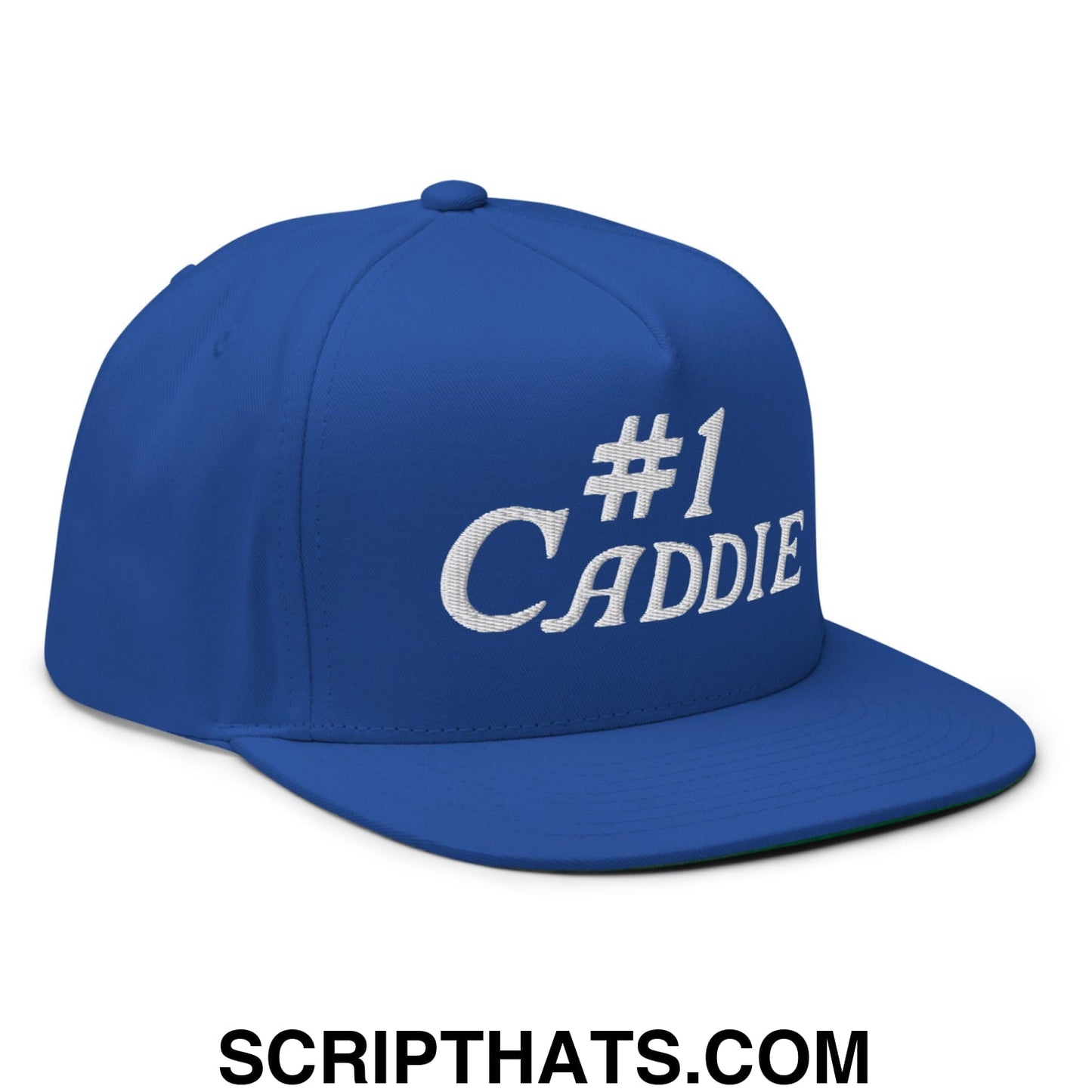 Number 1 Caddie Flat Brim Bill 5 Panel Golf Snapback Hat