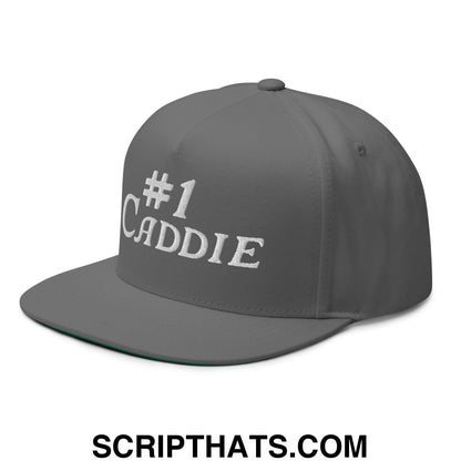 Number 1 Caddie Flat Brim Bill 5 Panel Golf Snapback Hat