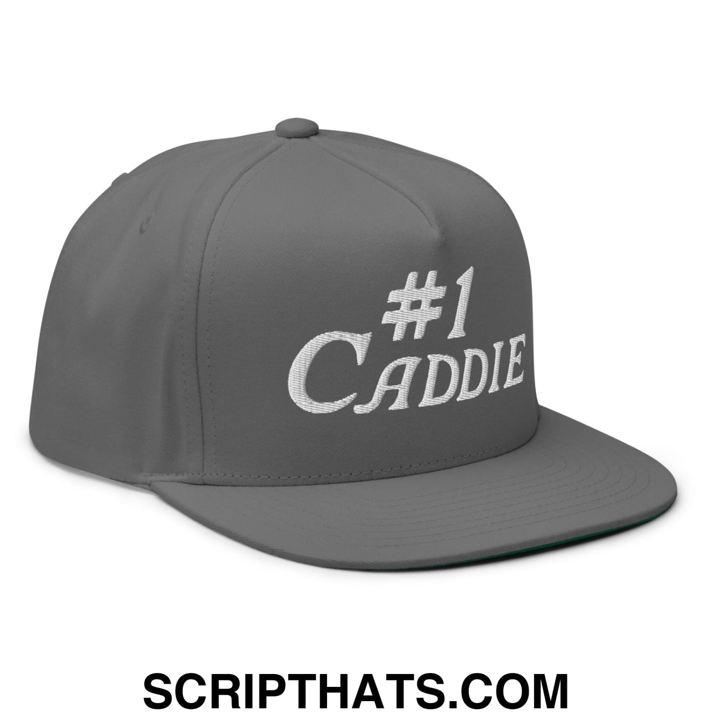 Number 1 Caddie Flat Brim Bill 5 Panel Golf Snapback Hat