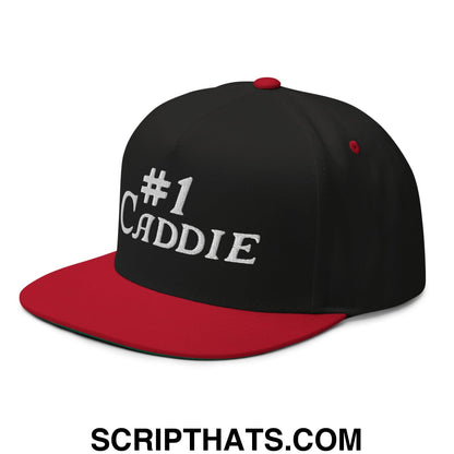 Number 1 Caddie Flat Brim Bill 5 Panel Golf Snapback Hat