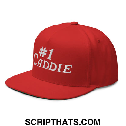 Number 1 Caddie Flat Brim Bill 5 Panel Golf Snapback Hat
