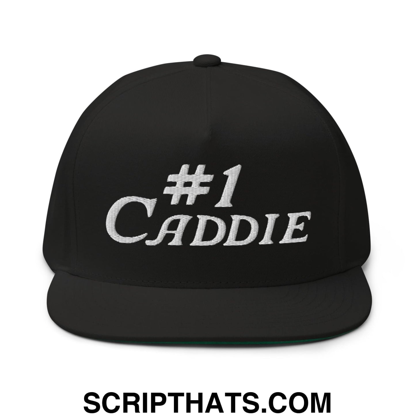 Number 1 Caddie Flat Brim Bill 5 Panel Golf Snapback Hat