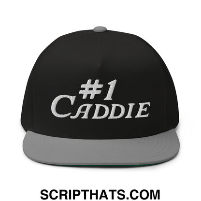 Number 1 Caddie Flat Brim Bill 5 Panel Golf Snapback Hat