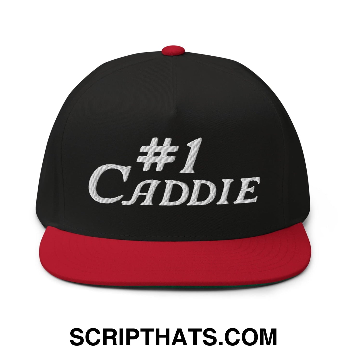 Number 1 Caddie Flat Brim Bill 5 Panel Golf Snapback Hat