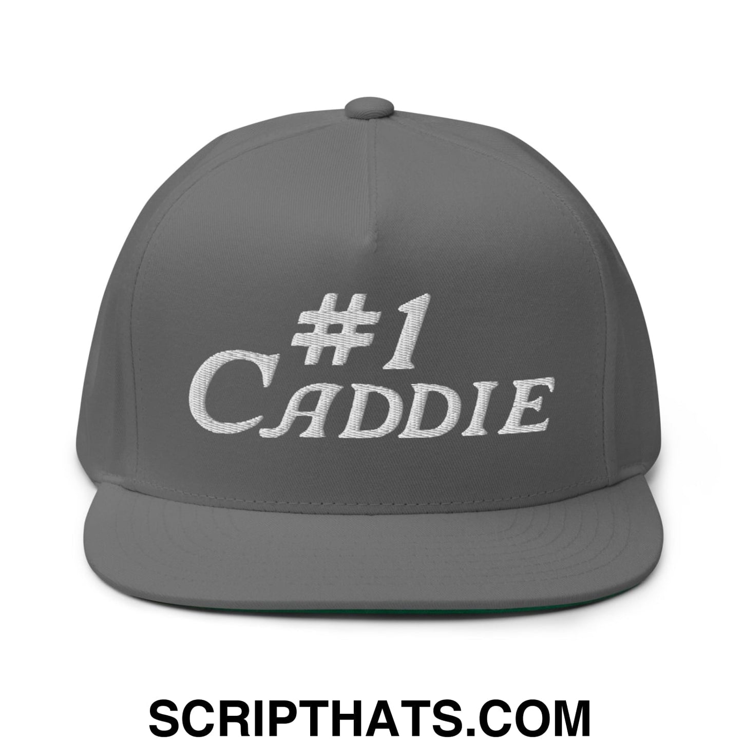 Number 1 Caddie Flat Brim Bill 5 Panel Golf Snapback Hat