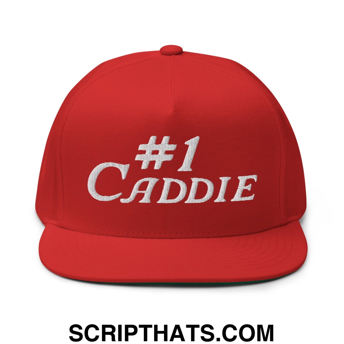 Number 1 Caddie Flat Brim Bill 5 Panel Golf Snapback Hat