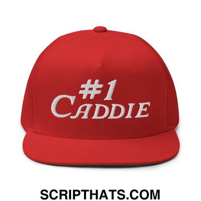 Number 1 Caddie Flat Brim Bill 5 Panel Golf Snapback Hat