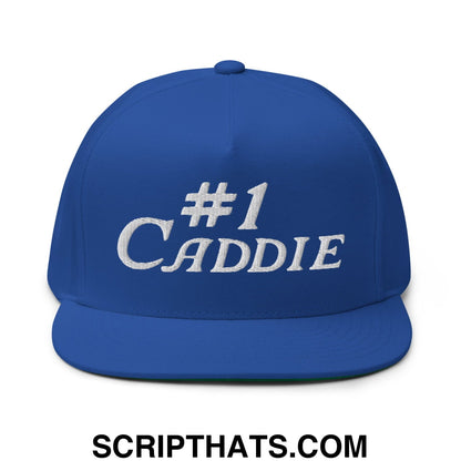 Number 1 Caddie Flat Brim Bill 5 Panel Golf Snapback Hat