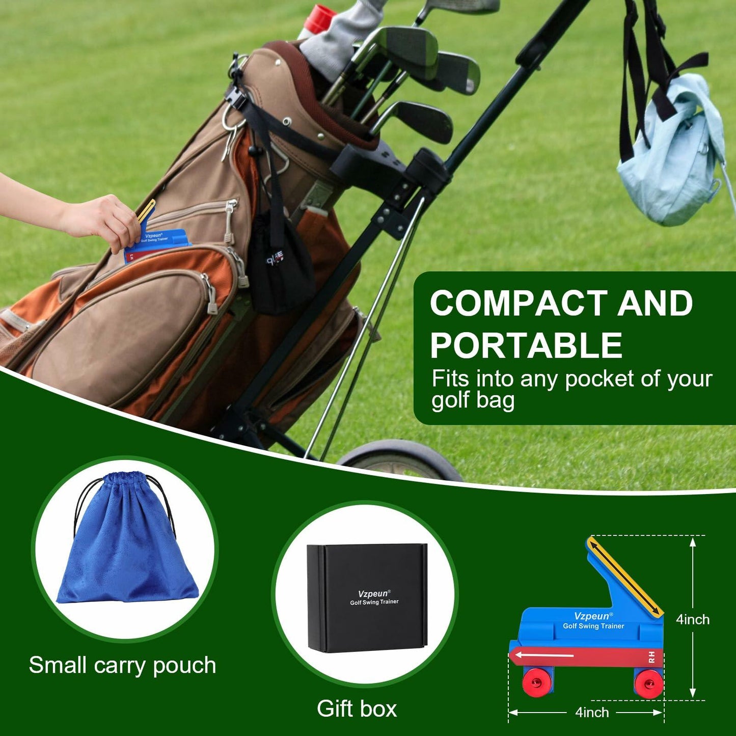 Vzpeun Golf Swing Trainer Aid Grip Alignment Sticks Portable Blue