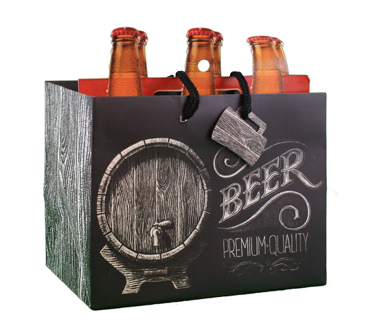 Heavyweight 6-pack Gift Bag - Rustic Beer Keg