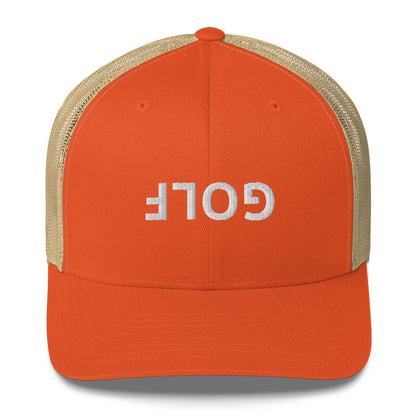 Upside Down Golf Trucker Cap - White Logo