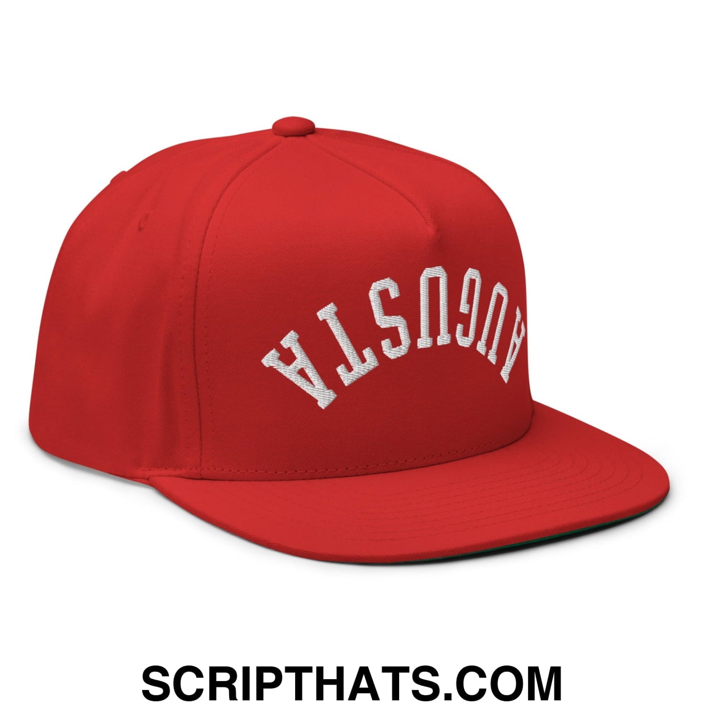 Upside Down Augusta Embroidered Flat Brim Bill Golf 5 Panel Snapback Hat