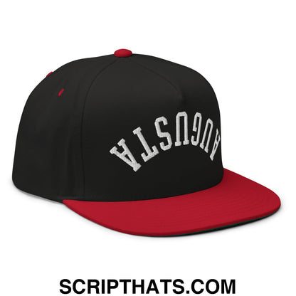 Upside Down Augusta Embroidered Flat Brim Bill Golf 5 Panel Snapback Hat