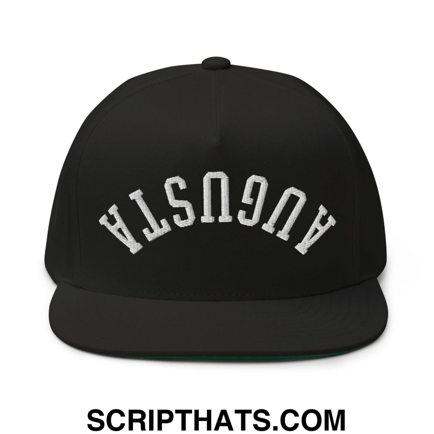 Upside Down Augusta Embroidered Flat Brim Bill Golf 5 Panel Snapback Hat