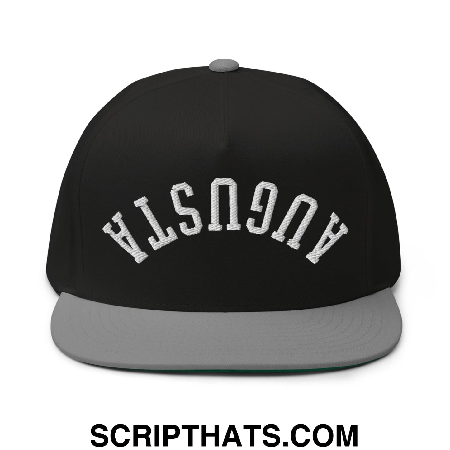 Upside Down Augusta Embroidered Flat Brim Bill Golf 5 Panel Snapback Hat