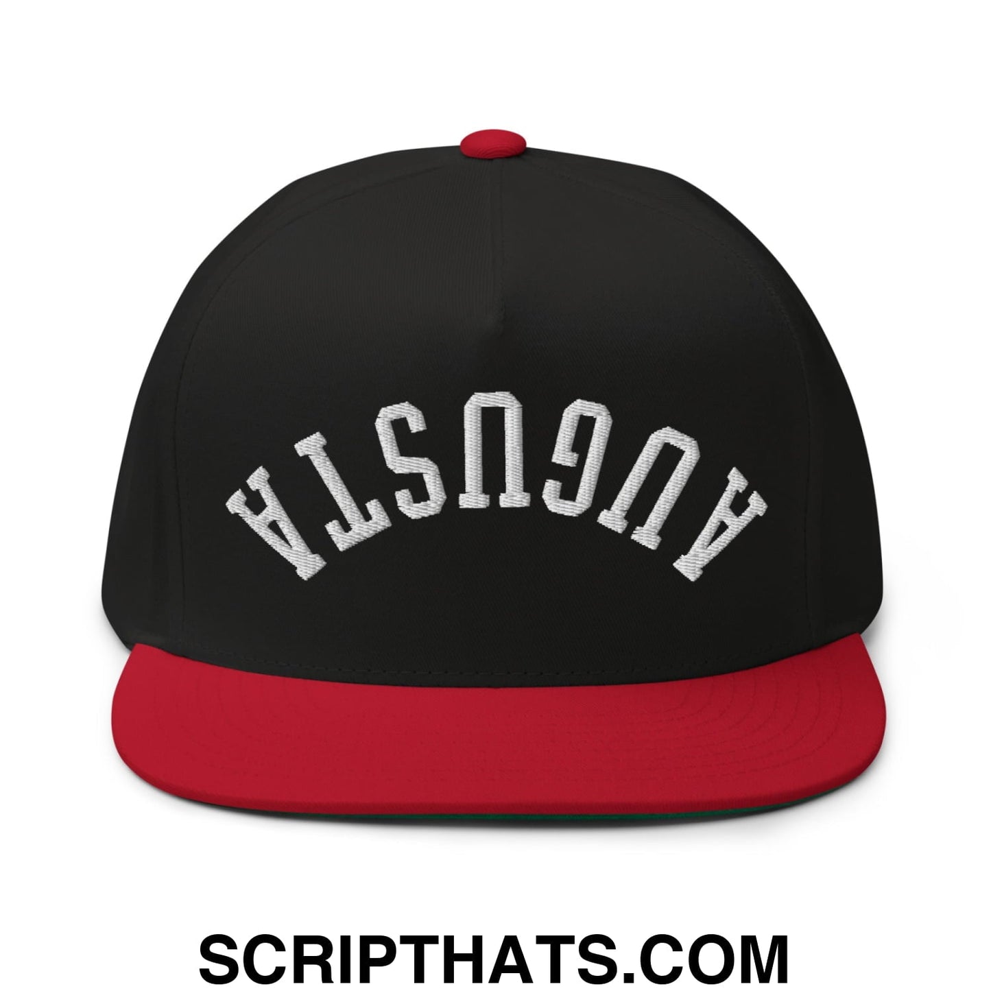 Upside Down Augusta Embroidered Flat Brim Bill Golf 5 Panel Snapback Hat