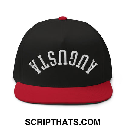 Upside Down Augusta Embroidered Flat Brim Bill Golf 5 Panel Snapback Hat